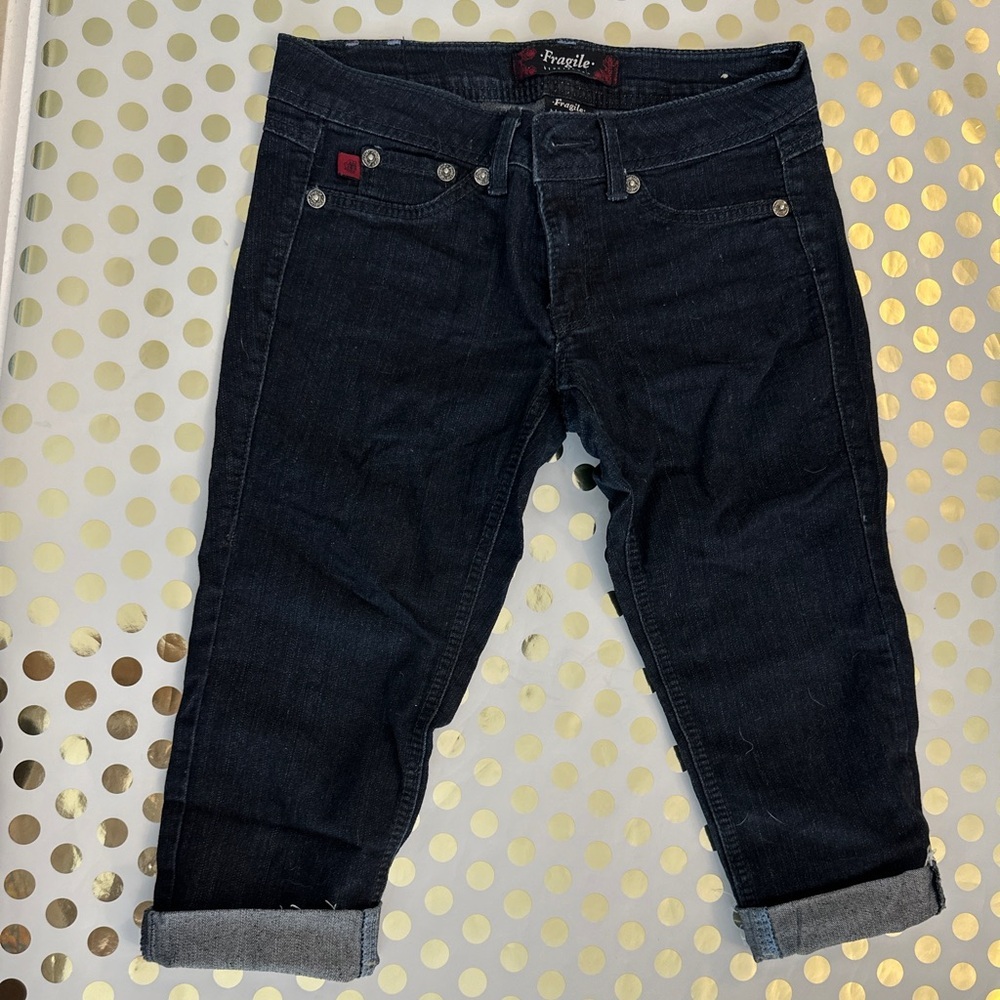Black Jean Shorts with Cuffed Hems